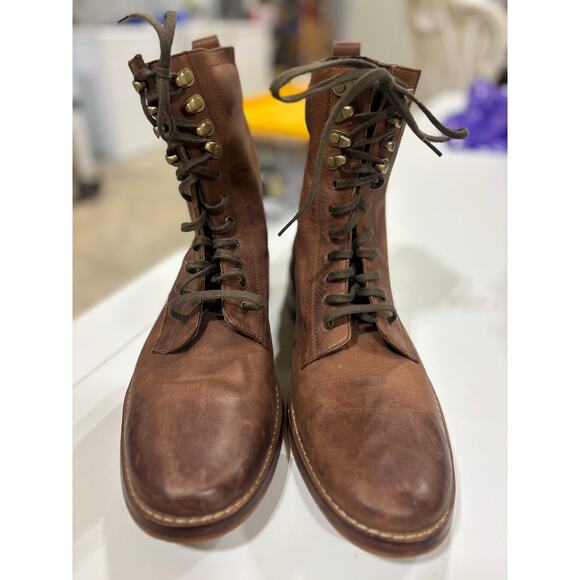 Nike Air Leather Combat Boot Brown Speed Hook Heritage Casual Men’s 9.5 Rare - Picture 7 of 10